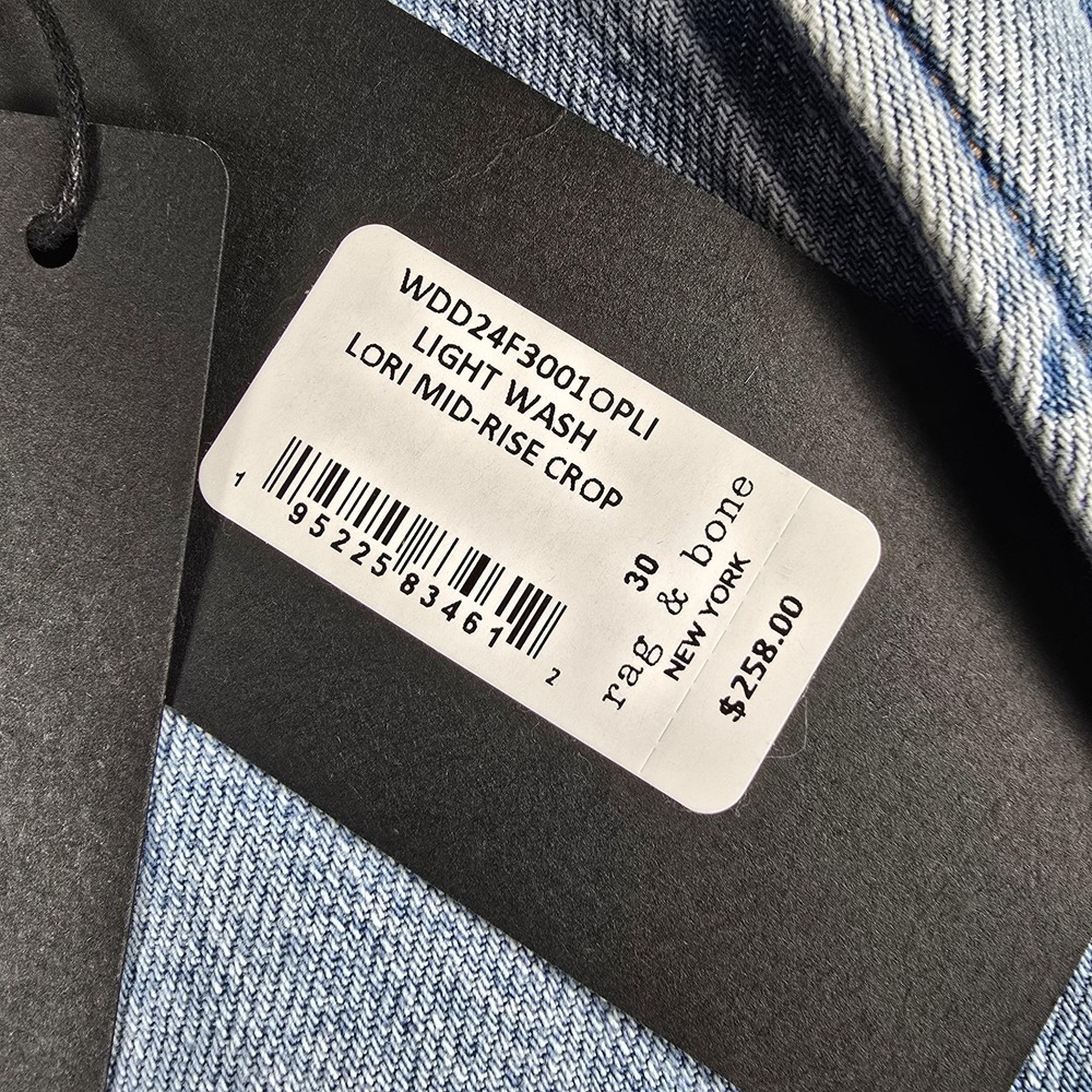 Rag & Bone Lori Mid Rise Crop Jeans Womens 30 Light Wash Wide Leg Denim Relaxed - Picture 4 of 15